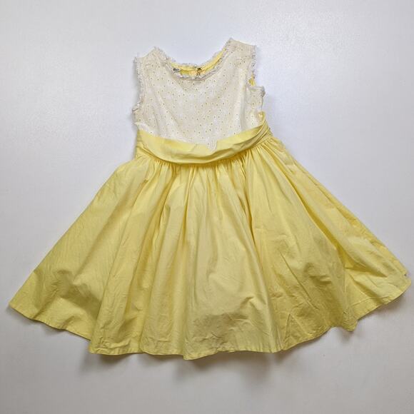 Vintage Moppets Dress Girls Sz 5T 50s/60s Yellow Eyelet Sundress - Picture 1 of 5